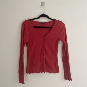 Burnt Orange 🍊 Button Up VNeck top